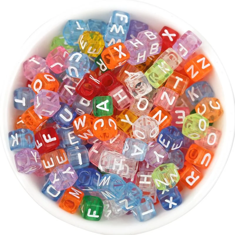 100pcs/Lot Mixed Acrylic Square Letter Beads Colored Cube Spacer Alphabet Bead for Jewelry Making DIY Charm Bracelet Accessories