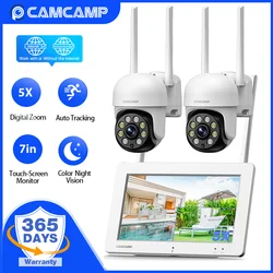 Sistema de cámaras de seguridad inalámbricas para exteriores, Kit de videovigilancia, PTZ, 4 canales, CCTV, NVR, P2P, Wifi, 3MP