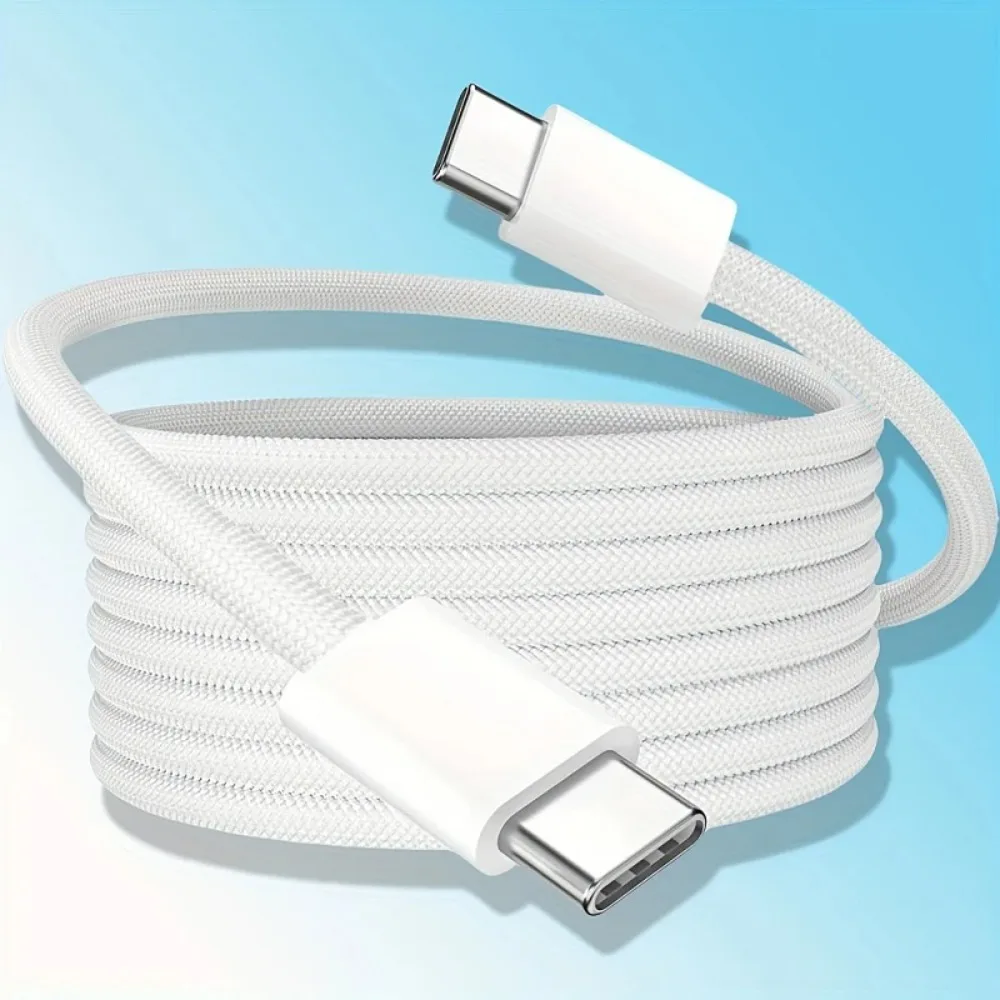 Cabo de Carregamento Rápido USB-C para iPhone 16 de 60W, Tipo C para Tipo C, Compatível com iPhone 17, 16, 15, Samsung Galaxy S22, S21, S20 Ultra