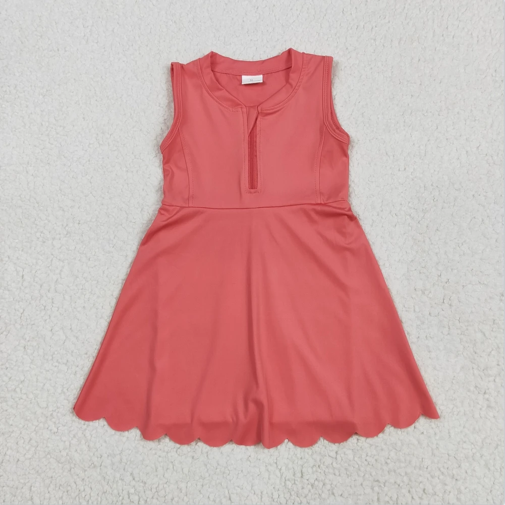 

Baby Girls Swimsuits Coral Yoga Zip Knit Knee Length Active Wear Athletic Dresses Boutique Kids Designer Clothes Girls Dresses
