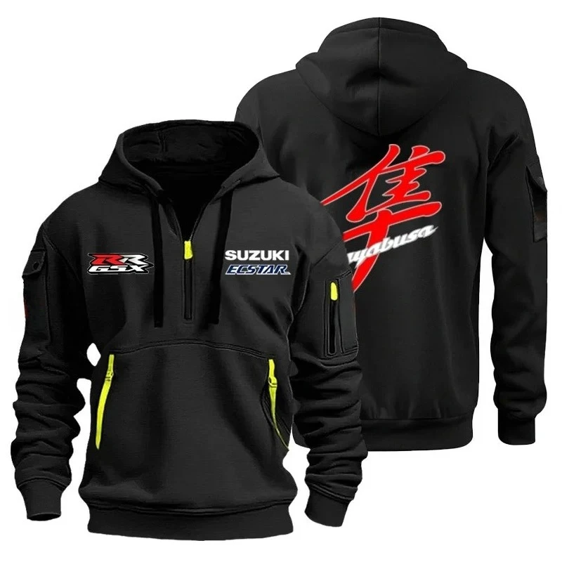 Suzuki Sweat-shirt multi-poches pour moto, sports de plein air de rue décontractés pour hommes, swea