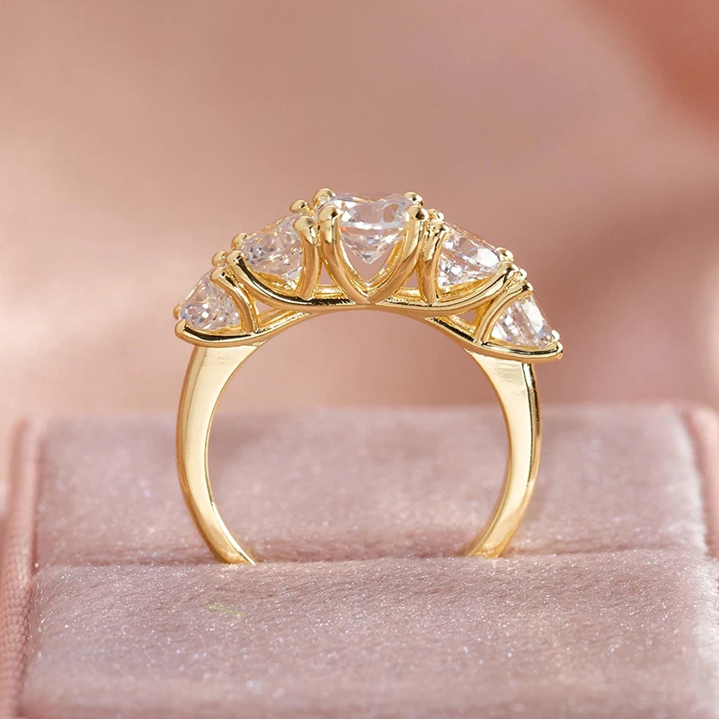 

D Color Moissanite Wedding Engagement Ring For Women 925 Silver 6.5mm&6mm&5mm Lab Diamond 5 Stones Promise Rings Finger Jewelry