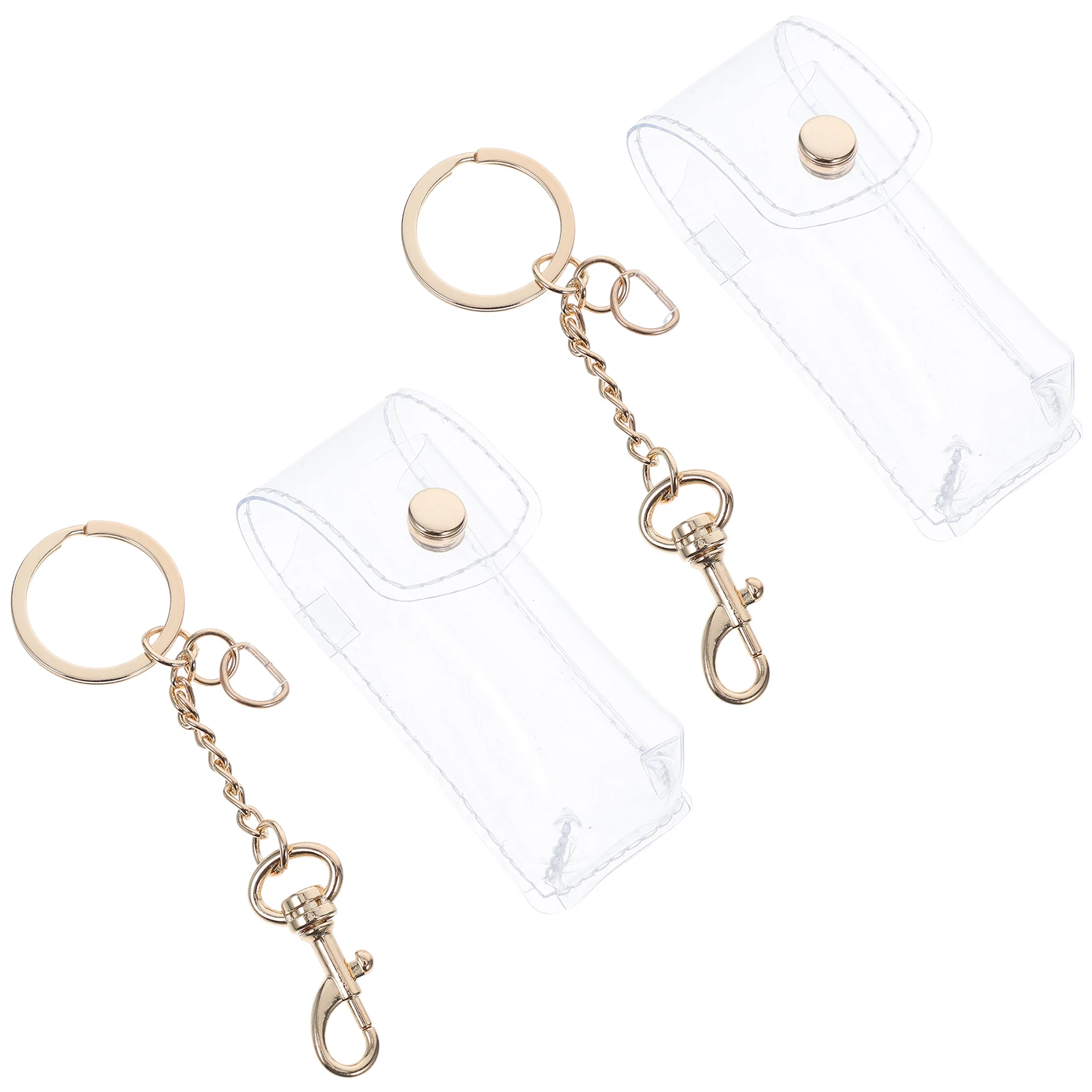 

2Pcs Transparent PVC Lipstick Holder Keychain Pouch Lip Balm Organizer with for Travel Daily Use
