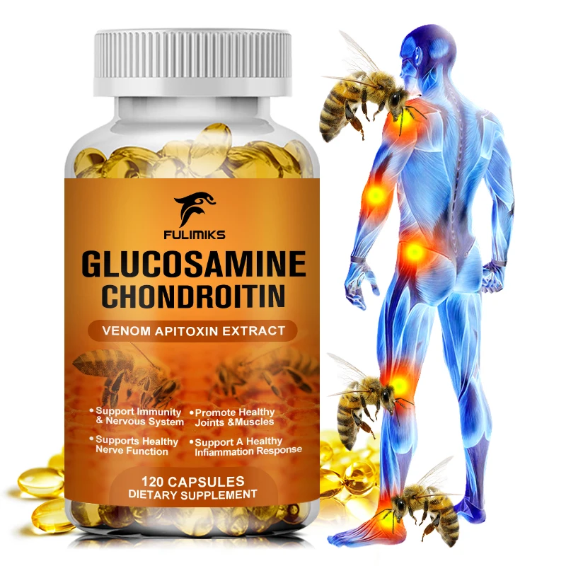 Glucosamine Chondroitin Capsules BEE Venom Extract Anti-Inflammatory Extract Arthritis Pain