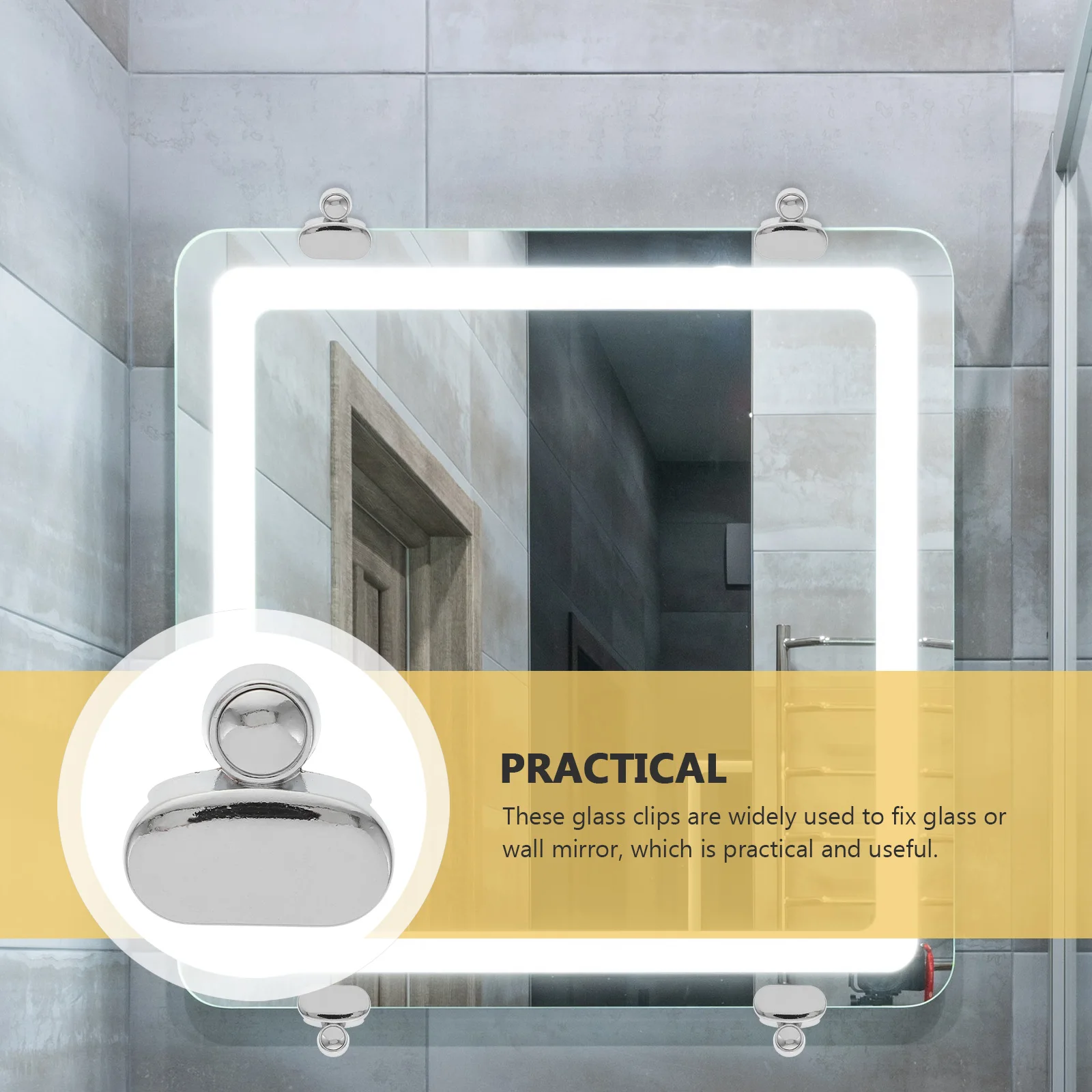 

4Pcs Zinc Alloy Mirror Fixing Clips Glass Holder Clamps Punch Free Wall Mounted Mirror Clips Glass Holder