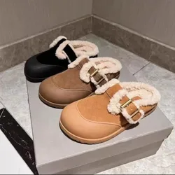 Female Winter Warm Fur Slippers Shoes 2024 New Female Casual Toe Closed Mules Snow Shoes