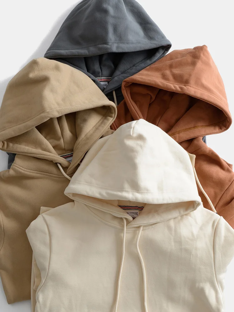 

Утепленная мужская толстовка из чистого хлопка в стиле ретро для весны и осени, свободного кроя, спортивная, японский стиль, без застежек