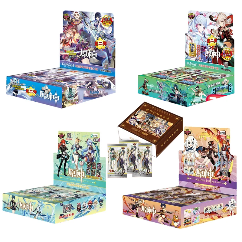 

Genshin Impact Collection Cards Commemorative edition Box Original Anime Playing Cards Games Board Toys Carte Gift