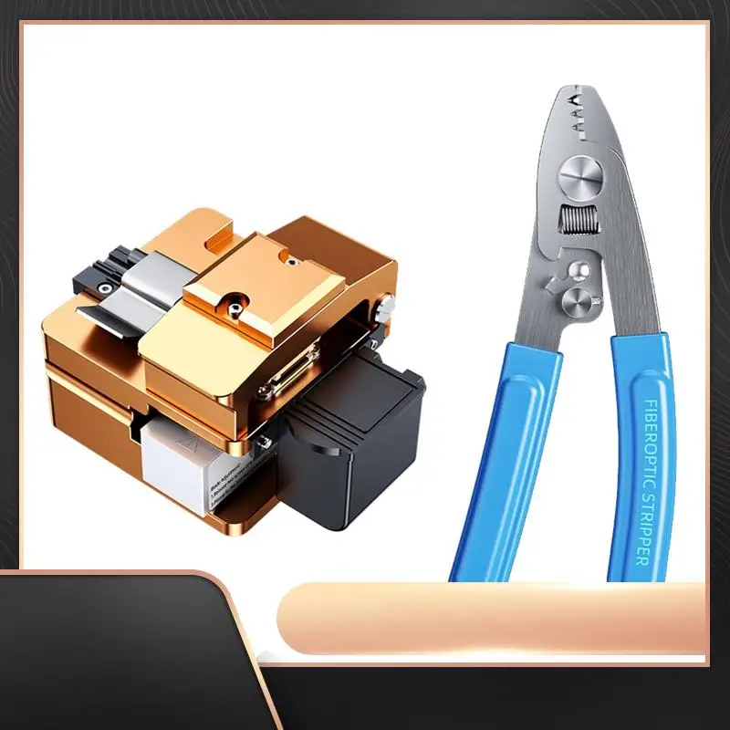 

S09 Fiber Optic Cleaver+ Pliers Light Optical Fiber Fusion Splicer Cutter With Dust Bin FTTH Fiber Cold Connection Tool