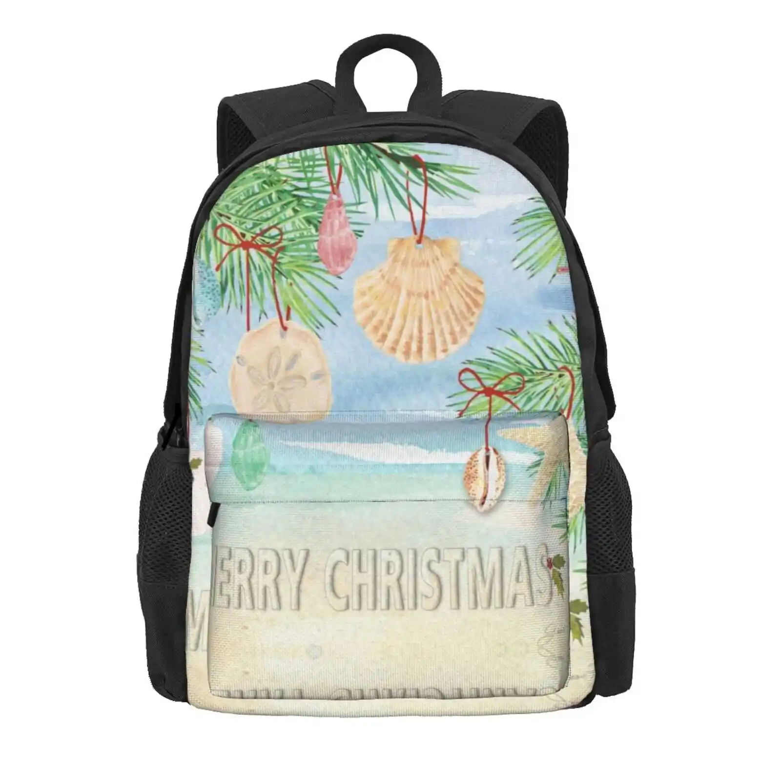 Coastal Christmas E Hot Sale Schoolbag Backpack Fashion Bags Coastal Holiday Seasonal Ornaments Ocean Lake Sand Dollar Star