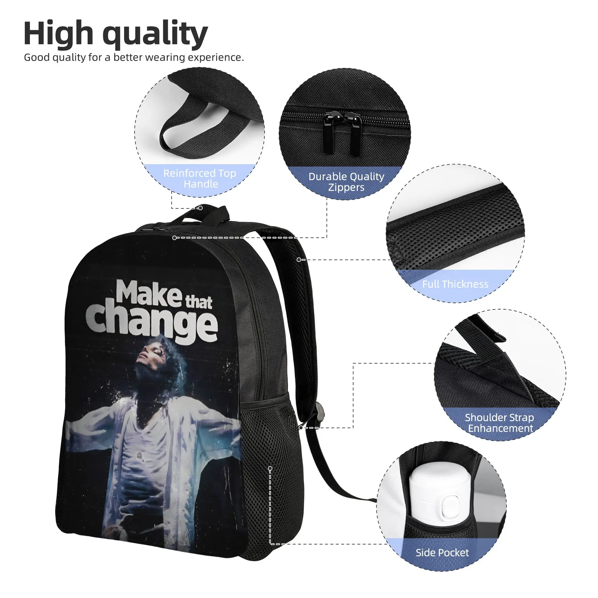 Michaels Jacksons Make that Change Classical Backpack Durable Student Work  Daypack for Men Women Laptop Computer Shoulder Bag