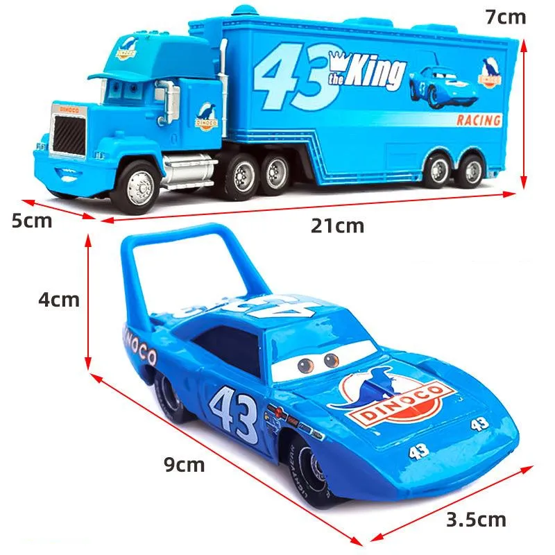 Disney Pixar Cars 3 Saetta McQueen Jackson Storm Chick Hicks Diecast Container Truck Modello in lega di metallo Giocattoli Regali di compleanno