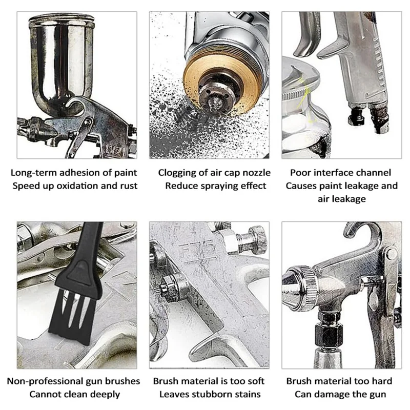 

ABBN-21Pcs Универсальный распылитель краски, набор для чистки, нейлоновые щетки, мини-щетки и иглы, щетка для чистки металлических трубок