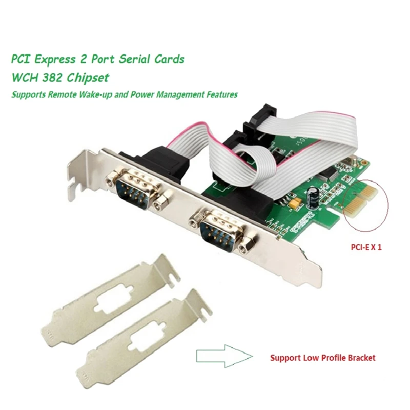 Top Deals Pci Express 2 Poorten Seriële Kaart RS232 Com Db9 Controller Card Pci-E 1.0X1 WCH382 Chip Met low Profile Bracket