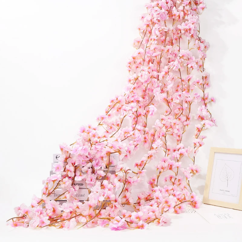 Künstliche Sakura-Blumenrebe, 180 cm, Kirschblütenrebe, Sakura-Girlande, Hochzeitsbogen, Zuhause, Party, Hängedekoration, DIY, Weihnachten