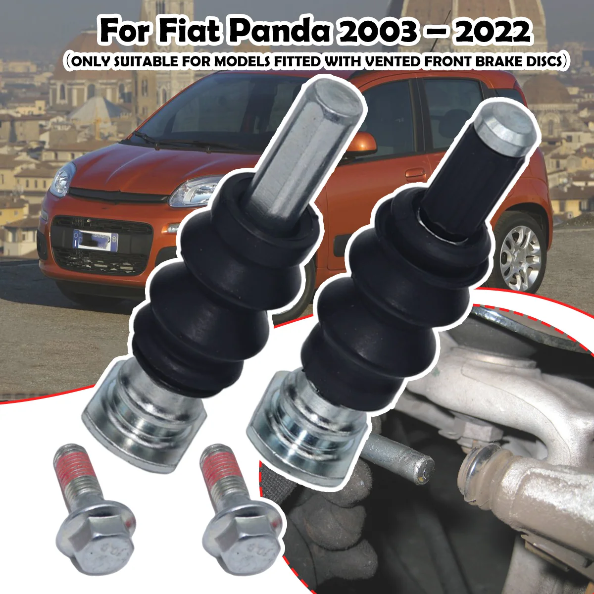 

For Fiat Panda 2003 – 2022 Front Brake Caliper Slider Guide Pins Bolt Kit Left Right Disc Housing Bellows Sleeve Bushing Seal