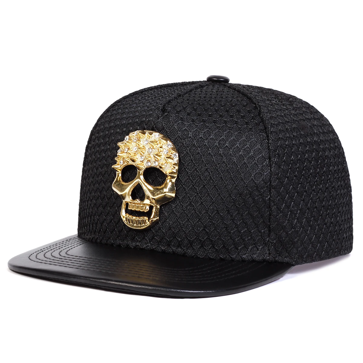 Unisex Metal Skull Label Mesh Hip Hop Hat Outdoor Adjustable Casual Baseball Caps Sunscreen Hat