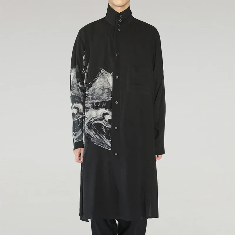 

YOJI OOAK TENCEL SHIRT Original Prajna Print Tencel mid-length silhouette shirt trench coat