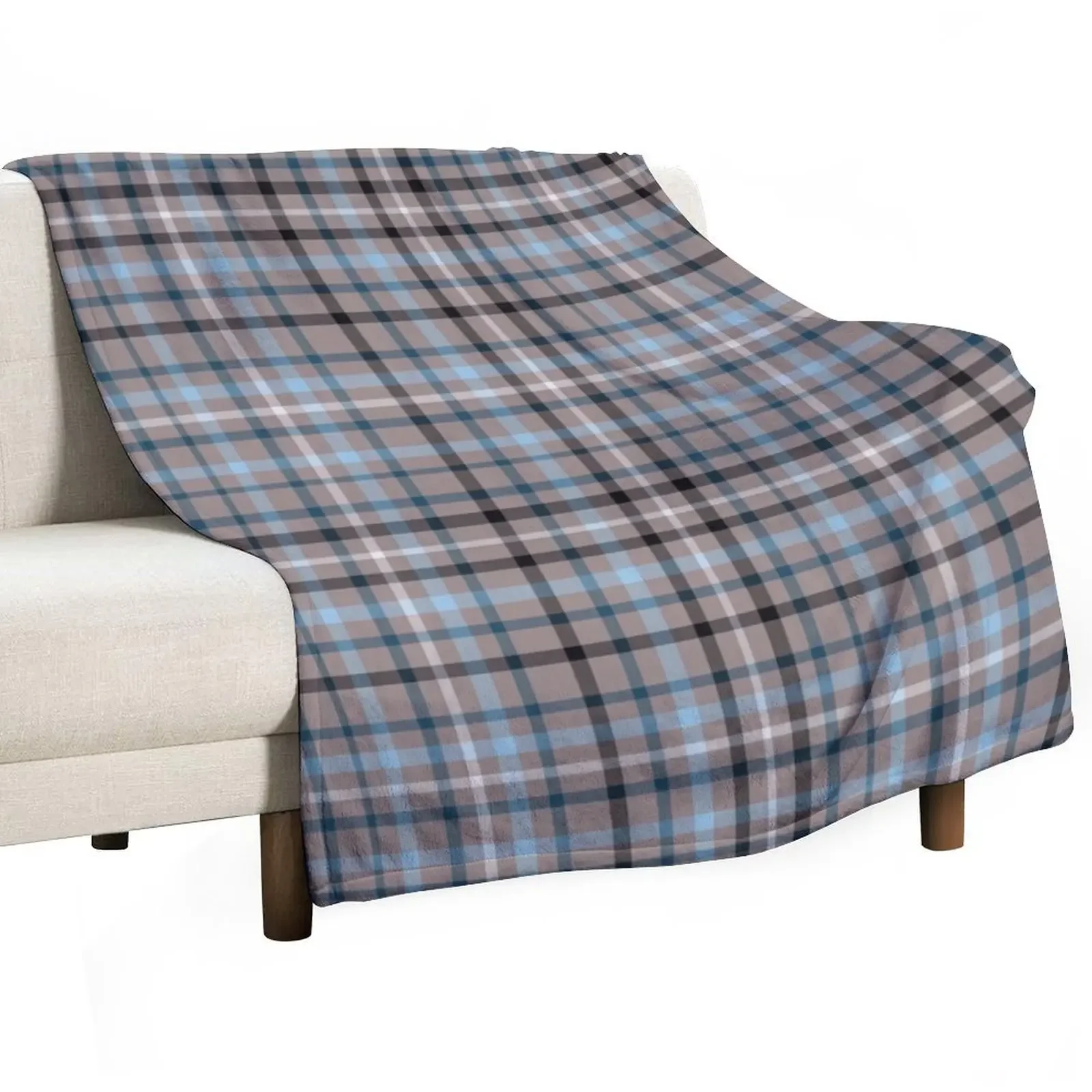 

Blue & Brown Checked pattern Throw Blanket Flannel Fabric Multi-Purpose Blankets