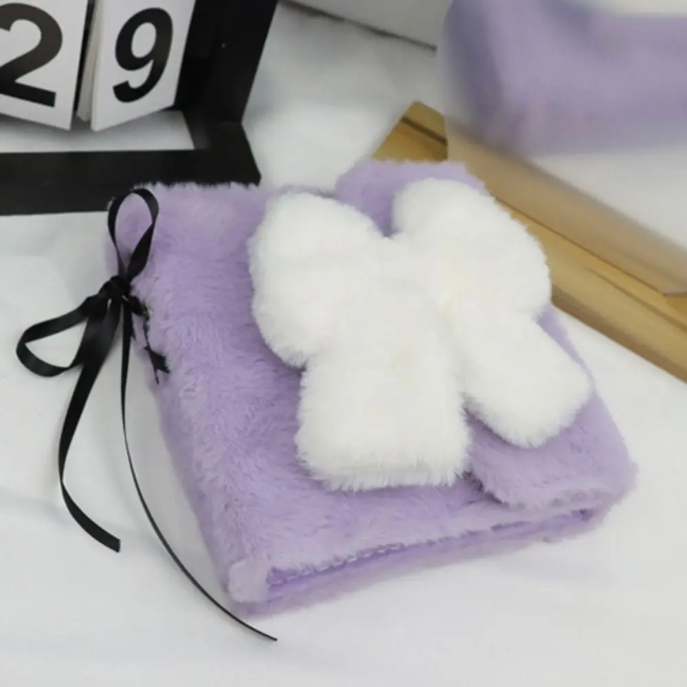 Plush Cartoon Plush Photocard Holder 2 Grids PVC Idol Photo Album Shell Cartoon Bow Photocards Collect Volume Notebook