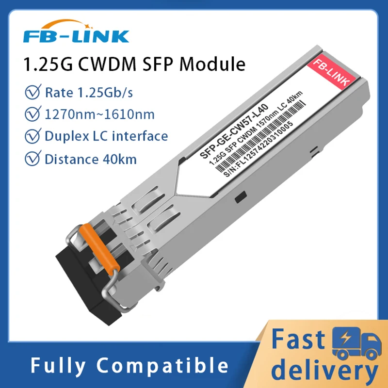 

1.25G CWDM sfp module 1270nm~1610nm 40KM LC Fiber optic Module for Cisco Mikrotik ubiquiti Ethernet switch