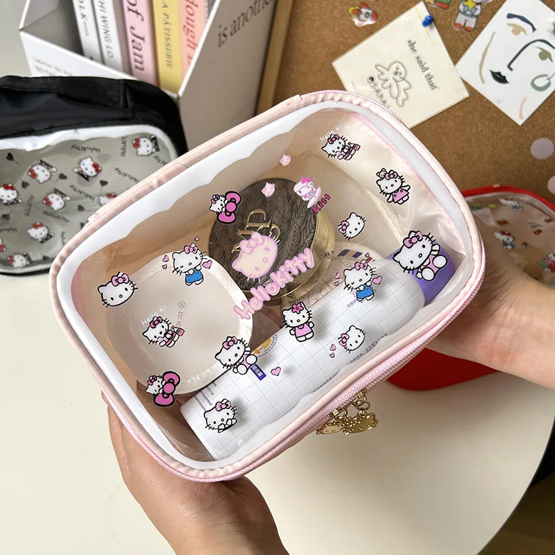 Hello Kitty Handheld Makeup Bag Cartoon Accessories Skincare Toiletry Storage Bag Festival Kawaii Gift Wholesale Women Products