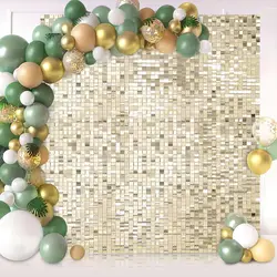 Shimmer Wall Backdrop Sequin Backdrop Light Gold Background Glitter Backdrop Drapes Curtain Panel for Wedding Photo Booth Birthd