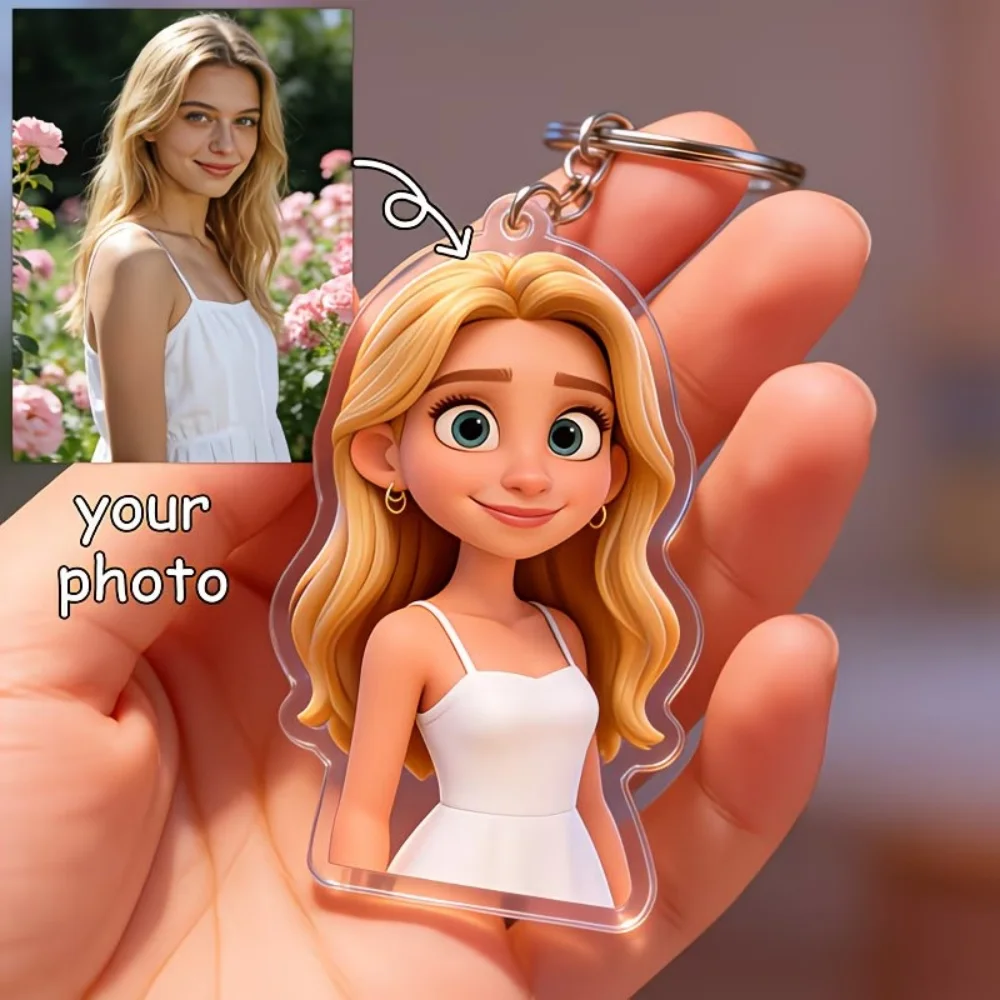 Personalisierte süße Cartoon-Animations-Schlüsselanhänger, Bild, individueller Kühlschrankmagnet, Schlüsselanhänger aus Acryl, DIY-Schlüsselanhänger, Geschenk – Detail 3