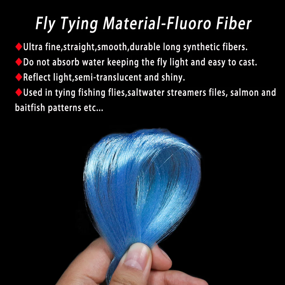 Vampfly Fluoro Fiber Fly Tying Flash Material Synthetic Hair Fish Lure Bait Making Saltwater Streamer Flies Pike Trout Fishing