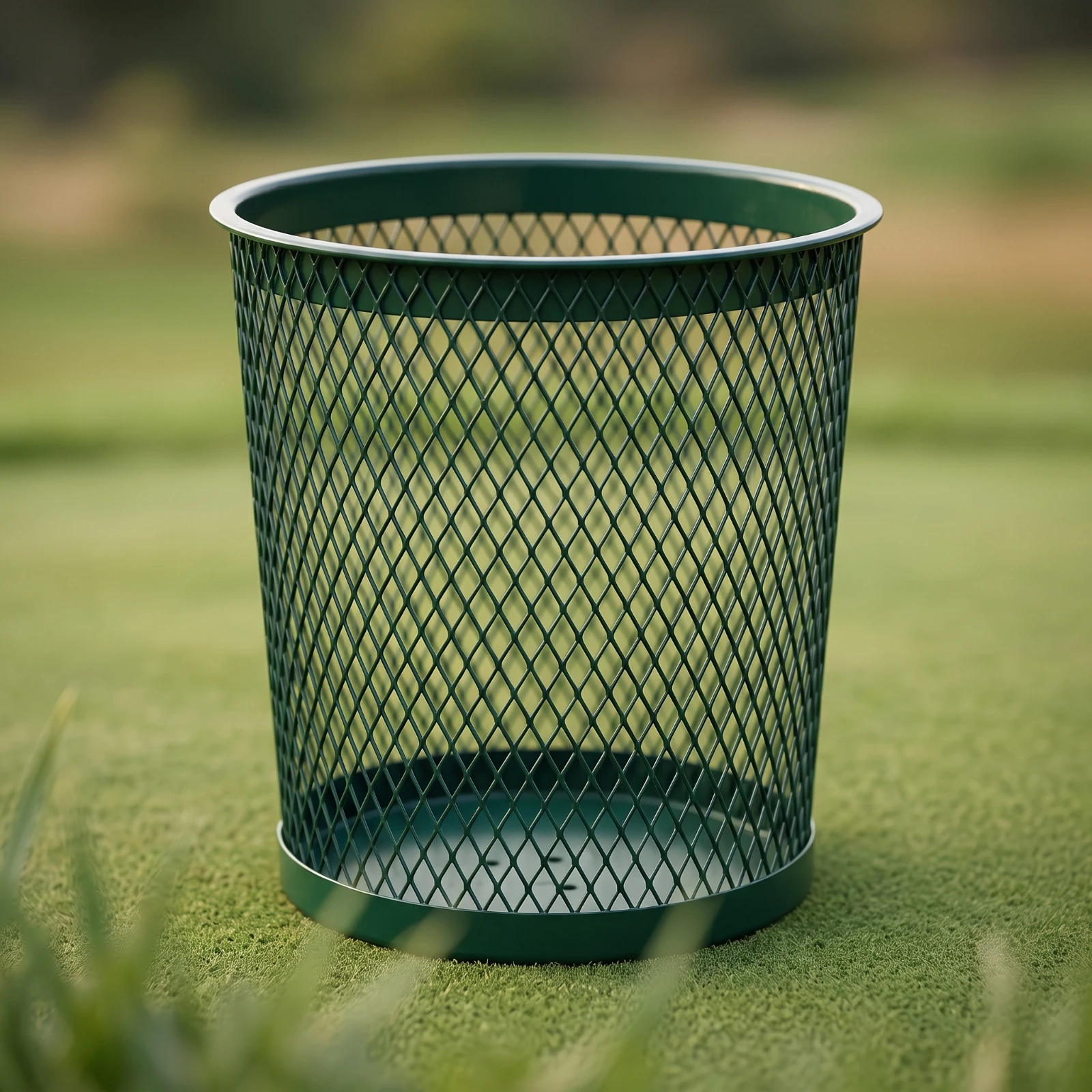 Mesh Trash Can with Mounting Post Ground-Mount Steel Mesh Waste Bin Outdoor Trash Can Rust-Resistant Windproof for Golf Courses