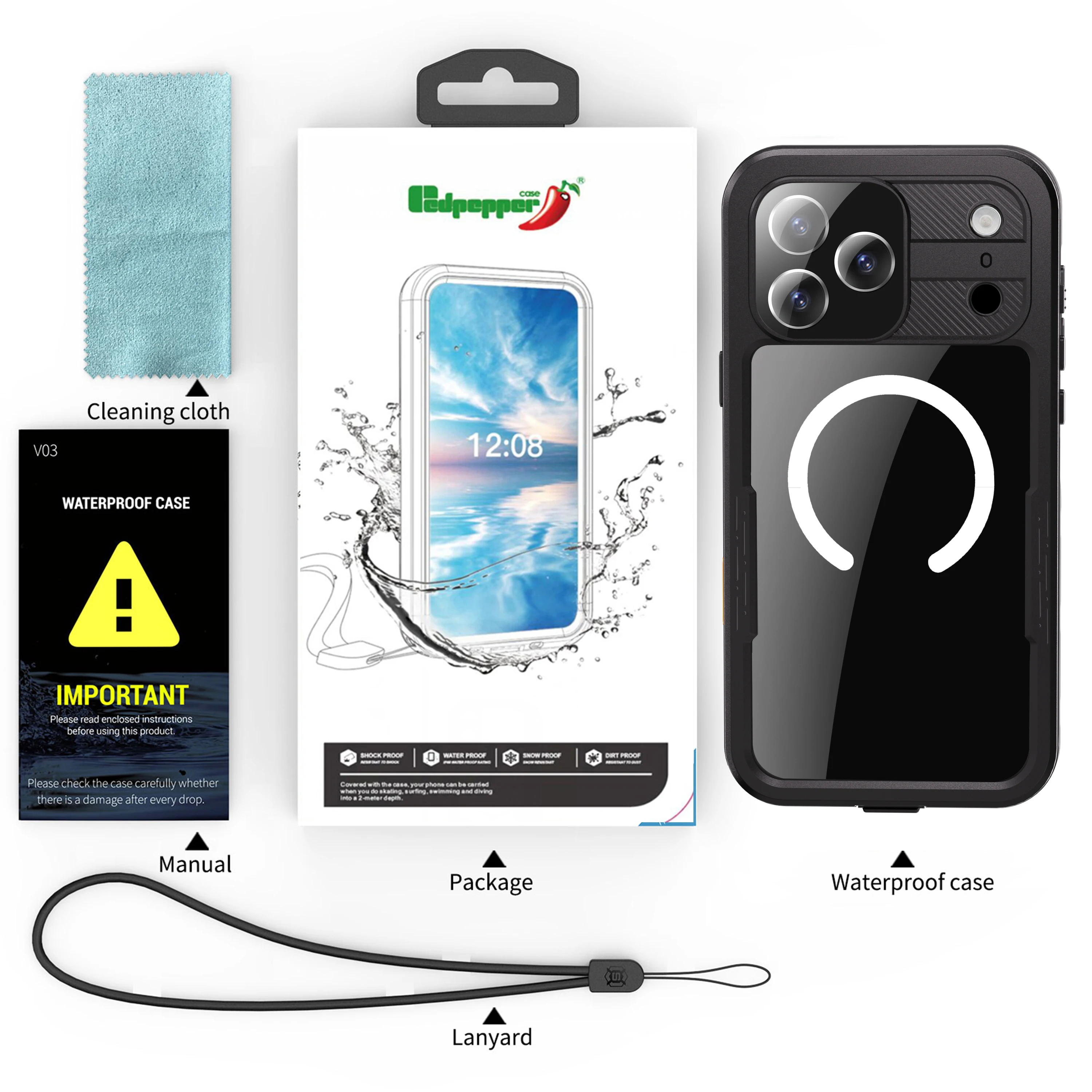 Shellbox IP68 magnetische wasserdichte Handyhülle zum Schwimmen und Tauchen – kompatibel mit iPhone 17/17AIR/17Pro/17Promax