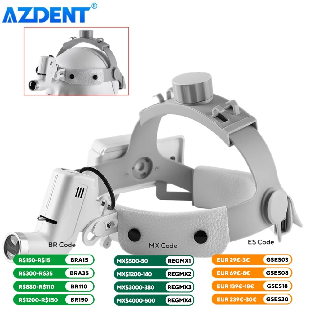 Dental Head Light LED Headband Loupe AZDENT DY-006 5W Lampa do lupów lornetkowych Regulowane narzędzia stomatologiczne Instrument dla dentysty