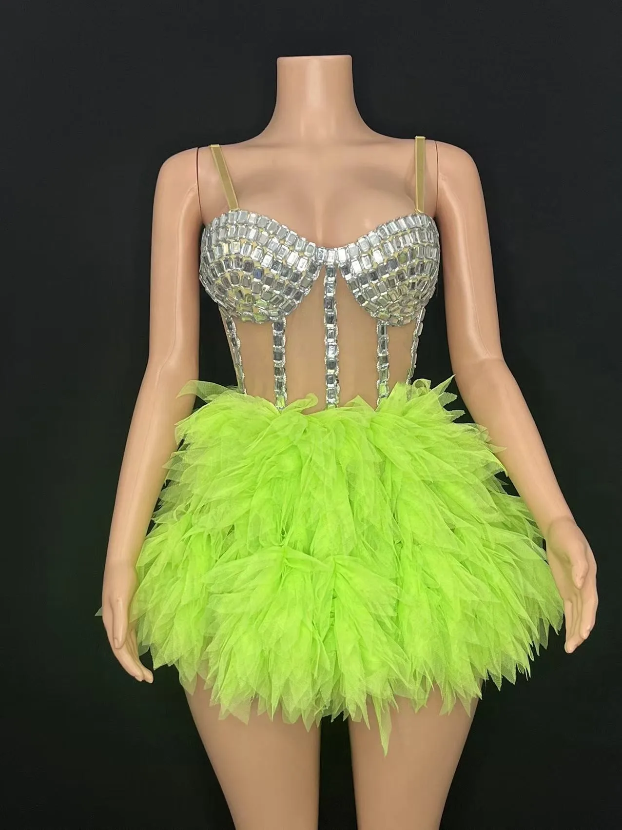 Robe de défilé de scène sexy européenne et américaine, perspective de gaze enveloppée sur la poitrine, jupe de hanche, fête, bar, disque, soirée de danse disco 5