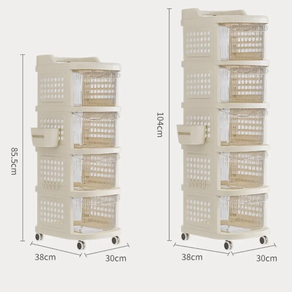 Multi-Layer Rolling Storage Rack Cart Drawer-Type Kitchen Storage Cart Transparent Kitchen Drawer Storage Cabinet With Handle 