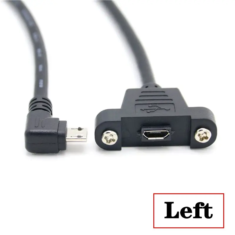 30 cm 50 cm Micro USB Verlengkabel Met Oren en Schroefgaten Voor Android Telefoons Micro USB Man-vrouw gebogen Datakabel