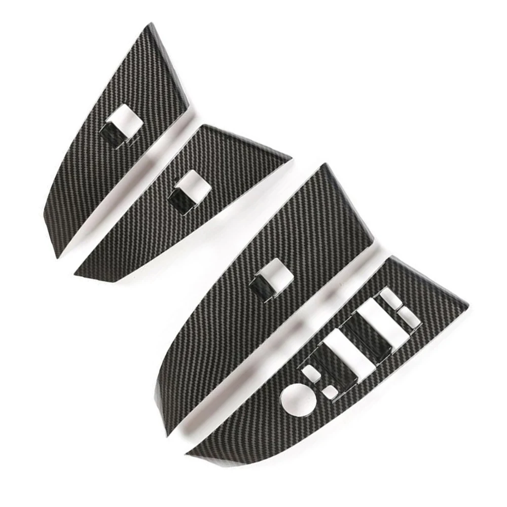 

1 Set Carbon Fiber ABS Window Lift Switch Button Trim For BMW 5 Series E60 E61 2004-2006 DIY Decoration Car Accessories