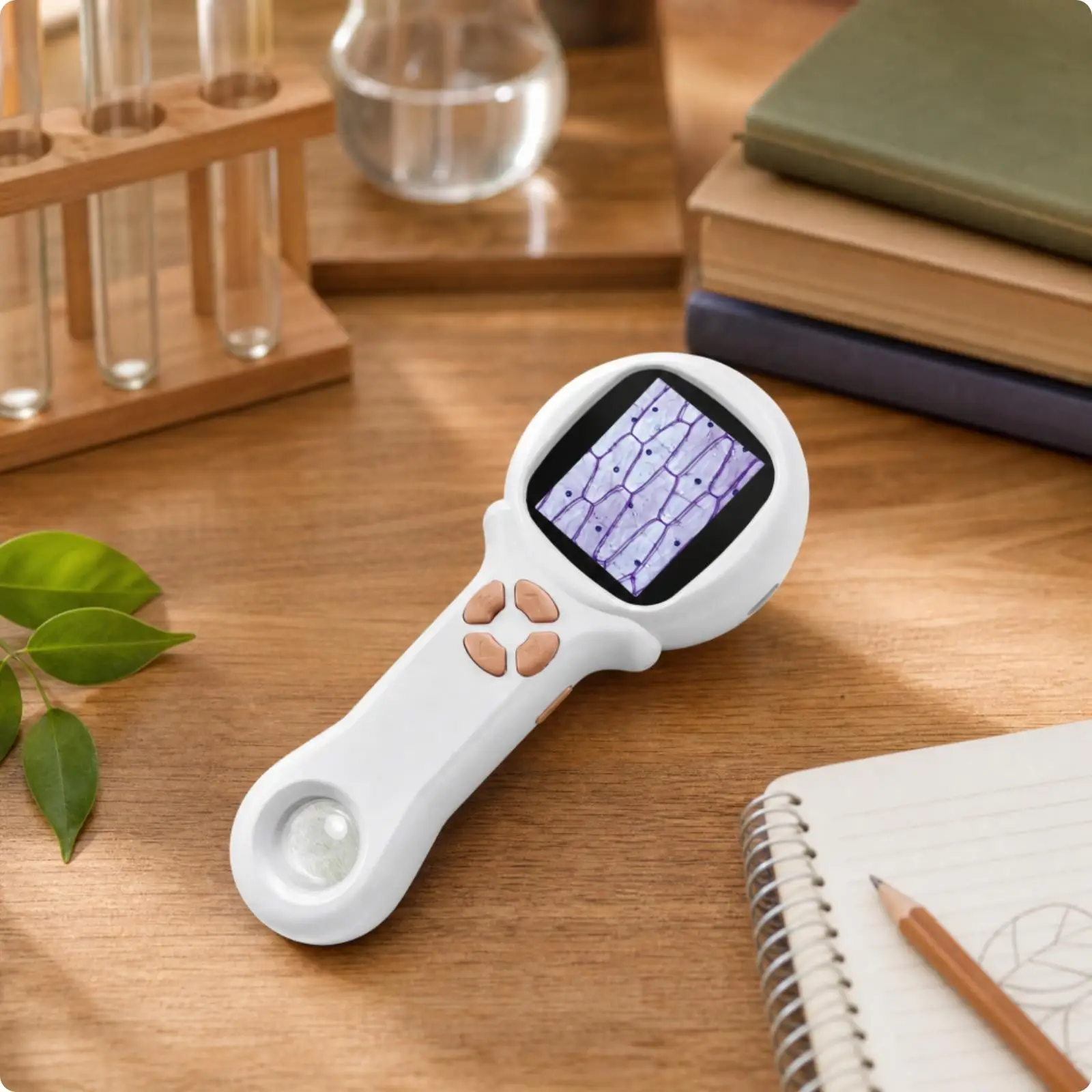 Portable Digital Microscope with Built-in Display 500X Magnifying Lens for Kids Students Science Learning and Plant Observation
