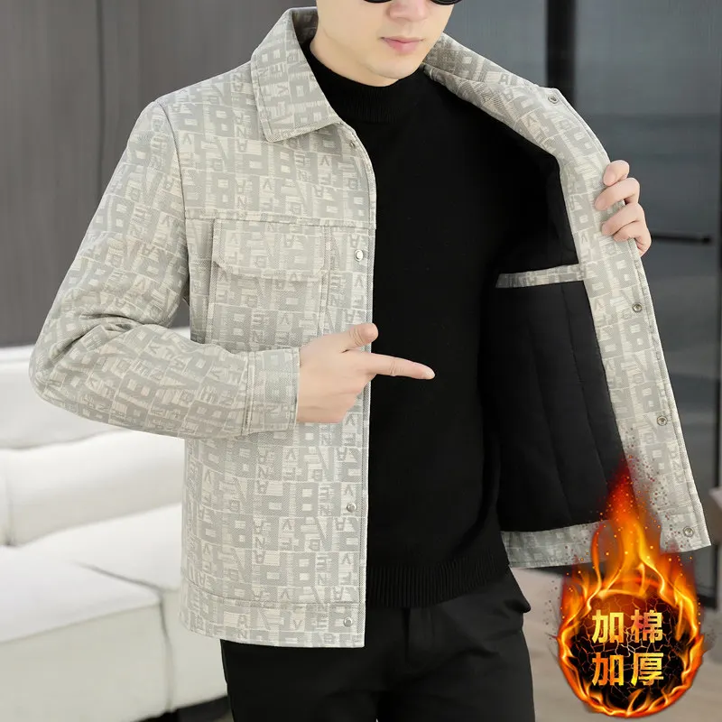 

Men's Faionable Thiened Casual Jaet Autumn Winter New Sle Simple Busin Casual Outerwear Top Trendy Polyester Fiber