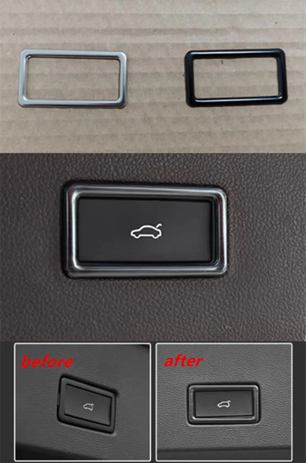 Car Trunk Switch Button Cover Sticker Trim for VW Tayron T-ROC TROC 2018+ Passat 2019+ Tiguan L 2017-2022 Viloran 2020+ Acc