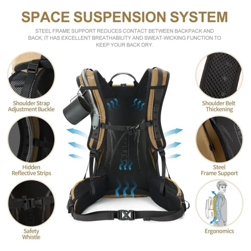 Large Waterproof Tear-Resistant Hiking Backpack Breathable Tent Storage With Suspension System For Outdoor Camping And Trekking view 4