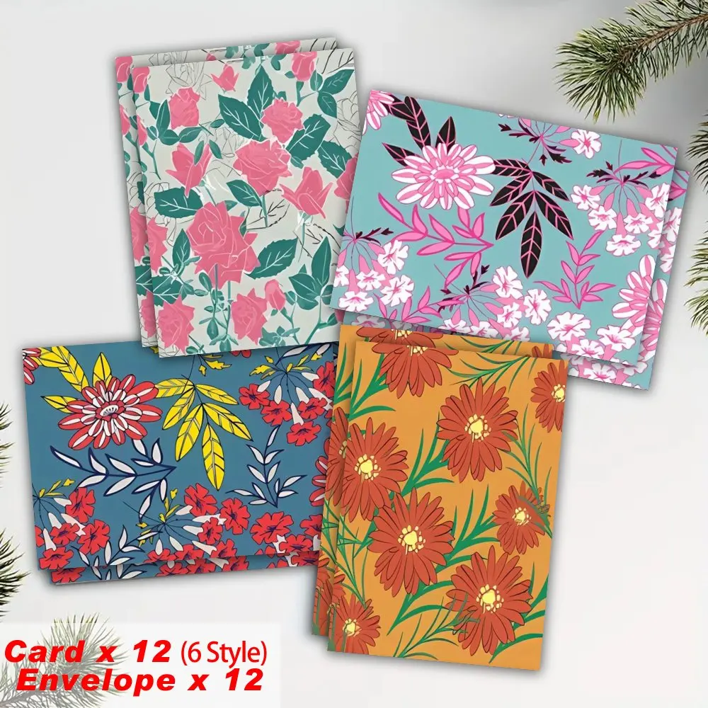 بطاقة تهنئة بوهيمية (6 تصميمات، 2 بطاقة لكل منها، مع 12 ظرفًا) دعوات وبركات للعائلة والأصدقاء والزملاء