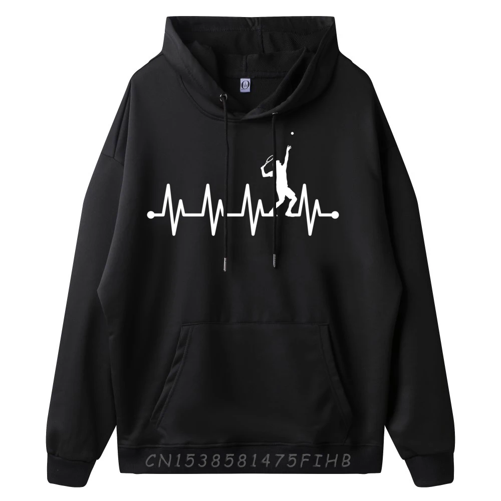 Tennis Ecg Pulse Heartbeat Fashion Hoodie Men Christmas Mardi Gras Long Sleeve Pullover Hoodie For Men