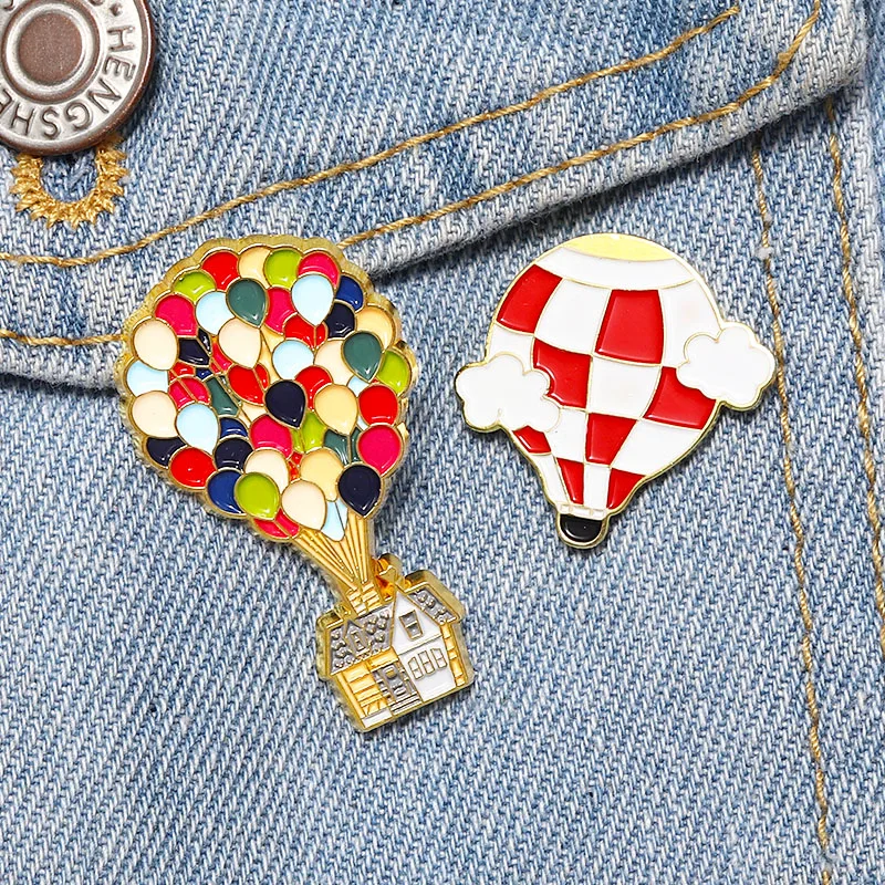 Colourful Hot Air Balloon Pins Cartoon Movie Up Enamel Pin Brooch Metal Badges Accessories Lapel Pins Jewelry