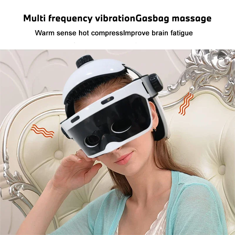 Wireless Head Massager - Air Pressure Eye & Scalp Massage Helmet with Music - Acupuncture Point Relief for Stress & Fatigue view 4