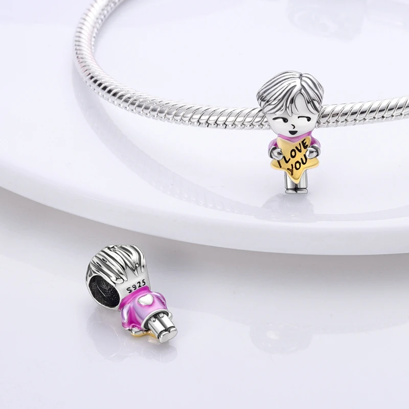 925 Silver Cute Cartoon Characters Boys and Girls Charms Beads Fit Qikaola 925 Original Bracelets Fine DIY Jewelry Gifts Making image 4