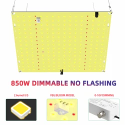 LED Grow Light 850W SM LM281b+ Diodes Quiet Fanless Full Spectrum Grow Light High PPFD For 5x5FT Coverage, Veg and Blooming