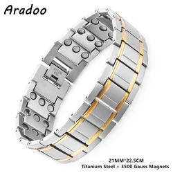 Braccialetti ARADOO in acciaio al titanio con braccialetto a maglie con magneti al neodimio Ultra Strenth da 3500 Gauss