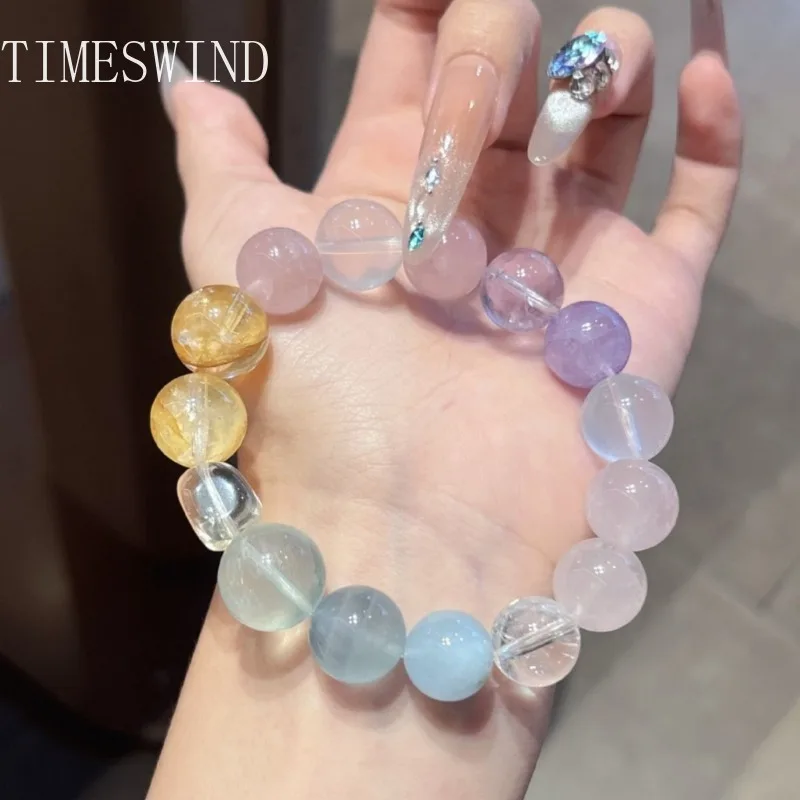 TIMESWIND Original Crystal Blue Yellow White Pink Round Beaded Women Bracelet Fashion Jewelry with Certificate