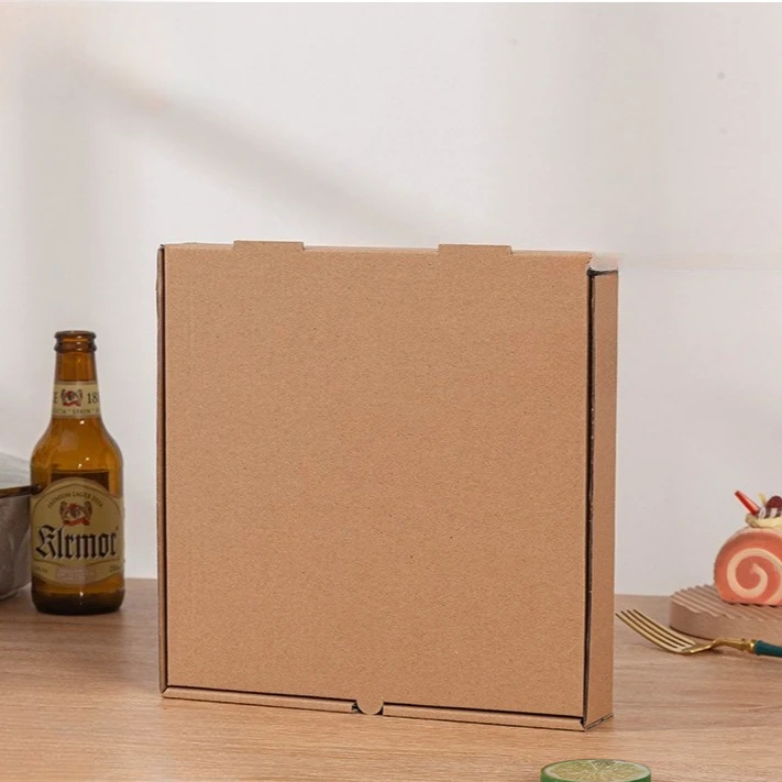 Pizza Wrapping Box  Kraft Paper Solid Color Takeaway Insulated Packaging Pizza Boxes Environmentally Friendly Materials 10pcs