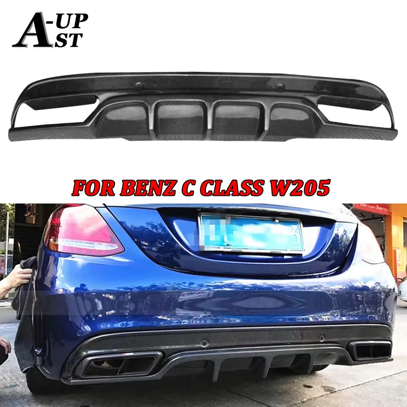 For Mercedes Benz C Class W205 C200 C260 2014-2018 FD Style Carbon Fiber Rear Bumper Diffuser Rear Lip Splitter Body Kits